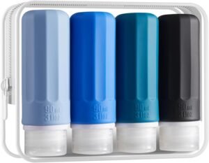 INSFIT Travel Bottles for Toiletries, CAA Approved 90ml Travel Size Containers, BPA Free Leak Proof Squeezable Silicone Tubes for Shampoo Conditioner Lotion Body Wash with Labels