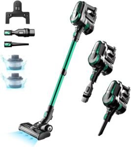 FixtFixer Cordless Vacuum Cleaner, 350W/35KPa Vacuum Cleaner, 8 * 2200mAh long life removable battery rechargeable hoover,Up to 55 Mins Runtime, 0.9L large dust container hoover for pet hair, carpets