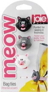 Joie 067742-124159 Harold Import Co. Meow Bag Ties, Plastic, White/Black/Grey