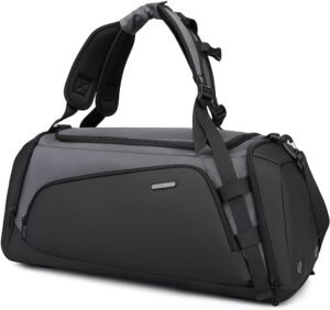 BANGE Men's and Women's Backpack Fitness Sports Bag, Large Capacity Waterproof Luggage Bag, Black Grey,