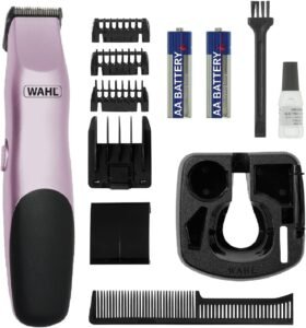 WAHL Trimmer for Women, Ladies Shavers, Female Hair Removal Methods, Bikini Trimming and Styling, Battery Operated, Personal Trimming Kit, Pink