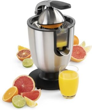 Princess Citrus Juicer Champion – Professional Orange and Lemon Squeezer – Stainless Steel – Lever arm – Universal Cone for All Citrus Fruit – Non-drip system – 201852, 160, 0.6 litres