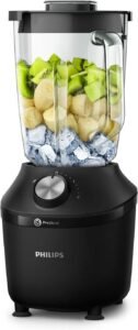 Philips blender 3000 series, pro blend system, 2l maximum capacity, 1.25l effective capacity, 600 w, 2 speed settings and pulse, glass jar, black, HR2291/01