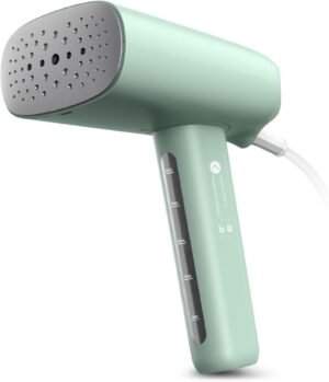 Clothes Steamer, HOMEASY Steamer Clothing Portable Steam Iron Hand Held Steamer for Clothes Travel Steamer with Fast Heat-up Detachable Water Tank Green, Small