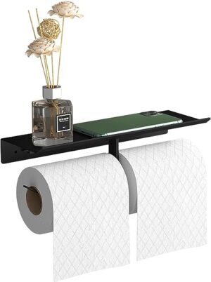Stainless Steel Double Roll Paper Towel Holder Wall Mounted