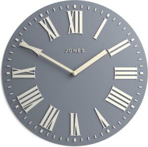 JONES CLOCKS Traditional 12" Premium Indoor Convex Wall Clock, The 'Strand' in Navy 30 x 30 x 4cm
