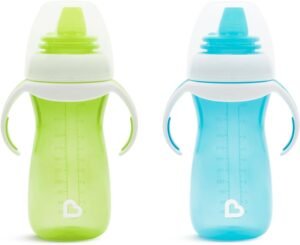 Munchkin Gentle Transition Baby Cup | Babies & Toddler Sippy Cups with Handles & Lids | BPA Free Non Spill Cup |Dishwasher Safe | Leakproof Silicone Childrens Cups for 4+ Months| 10oz/296ml, 2 Pack