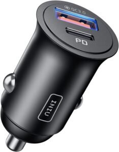 INIU Car Charger, Cigarette Lighter USB Charger Total 60W [USB C 30W+USB A 30W] 12V USB Socket, PD3.0 Fast Charge Car Phone Charger Metal Adapter for iPhone 16 15 14 13 12 Pro Max iPad Samsung Google