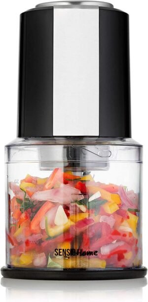 Sensio Home Mini Food Chopper/Small Food Processor – Electric Dicer, Onion and Other Vegetables - 600ml Blender Bowl and Quad Durable Stainless-Steel Blades – 300W