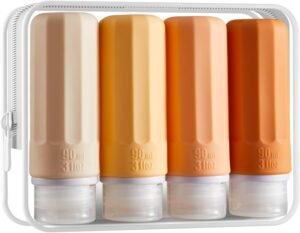 INSFIT Travel Bottles for Toiletries, CAA Approved 90ml Travel Size Containers, BPA Free Leak Proof Squeezable Silicone Tubes for Shampoo Conditioner Lotion Body Wash with Labels