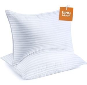 Sleep Restoration Pillows for Bed ? King Size Set of 2, Premium Quality Gel Fibre Filled, Cotton, Cooling Pillow 2 Pack for Luxury Down-Alternative Comfort