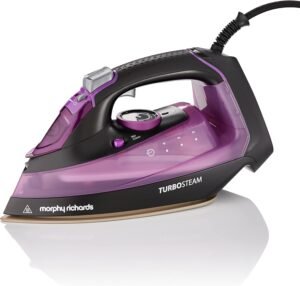 Morphy Richards Turbosteam Steam Iron, Ceramic Non-stick Soleplate, 170g Steam Boost, 50g Steam Output, 380ml Water Tank, Anti Drip, Anti Scale, Auto Shut-off, 3m Cord, 2800W, Purple/Black, 303140