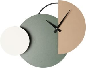 muyika Large Wall Clocks For Living Room, Living Room Metal Wall Clock, Kitchen Wall Clocks, Hand Made Colourful Modern Wall Clock, Silent Non-Ticking Battery Operated Analog Clock,