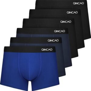 QINCAO Boxer Shorts Mens 6 Pack, Cotton Underwear Retro Trunks Fitted Boxer Breathable Briefs S, M, L, XL, XXL, XXXL