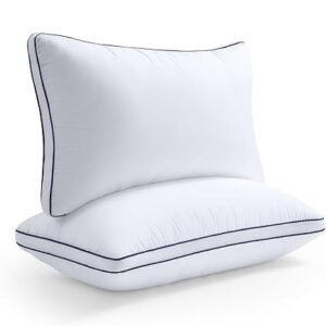 BedStory 2 Pack Sleeping Pillows, Bed Pillows Down Alternative Hypoallergenic Pillows with Microfiber Filling for Side/Back/Stomach Sleeper, Pillow for Neck Pain Suffers Washable