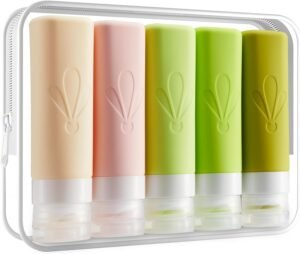 INSFIT Travel Bottles for Toiletries, CAA Approved 90ml Travel Size Containers, BPA Free Leak Proof Squeezable Silicone Tubes for Shampoo Conditioner Lotion Soap with Labels