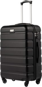 COOLIFE Suitcase Trolley Carry On Hand Cabin Luggage Hard Shell Travel Bag Lightweight with TSA Lock and Durable 4 Spinner Wheels (Moon Night Black, S(56cm 38L))