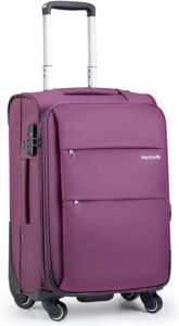 Hanke Softside Expandable 20 Inch Cabin Suitcase Hand Luggage with Spinner Wheels, Lightweight Upright Cabin Bag Suitcase with TSA Lock,Rolling Travel Luggage for Woman Man(Purple)