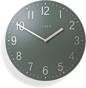 Jones Clocks® Chilli Convex Wall Clock – Exposed Wall Clock - Minimal Wall Clock - Unique Clock - Perfect as a Kitchen clock,- 30 cm Clock (Matt Green)