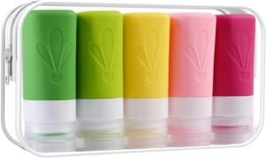 INSFIT Travel Bottles for Toiletries, CAA Approved 60ml Travel Size Containers, BPA Free Leak Proof Squeezable Silicone Tubes for Shampoo Conditioner Lotion Soap with Labels
