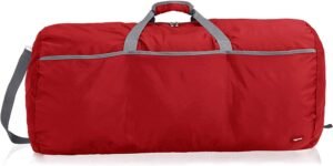 Amazon Basics Large Travel Bag and Gym Bag, Top Loop Handle, Weekend Holdall Bag, Duffle Bag, 98L, Red
