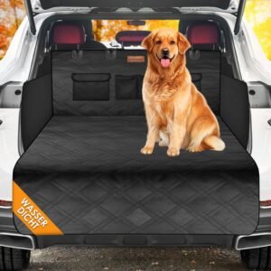 Looxmeer Car Boot Liner Protector for Dogs, 5 Layers Waterproof Nonslip Trunk Bumper/Side Protector, Universal Dog Car Seat Cover for Car Van SUV, Black