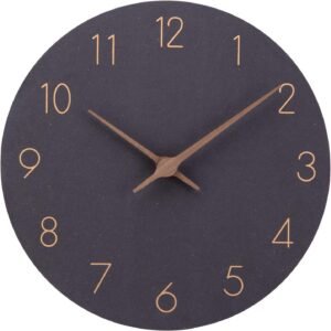 ACCSHINE Wooden 30cm Silent Wall Clocks for Home Decor Living Room Kitchen Large Number Modern Clock (12 inch, Black)