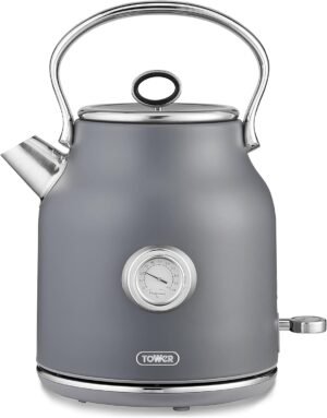 Tower T16003GRY Renaissance Kettle, Quick Boil, 1.7L, 3KW, Matte Grey
