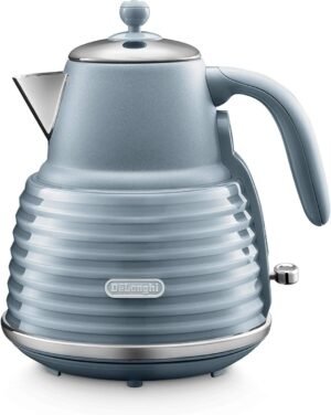De'Longhi Scolpito Kettle,1.5 liters, 360° swivel base, Stainless steel, KBZS3001.AZ, Mineral Blue