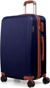 CALDARIUS Hardshell Luggage | Durable Suitcases | Lightweight & Secure with Combination Lock | Smooth 4 Dual Spinner Wheels | Ideal Travel Bag & Luggage Sets (Navy Blue, Medium 24'')