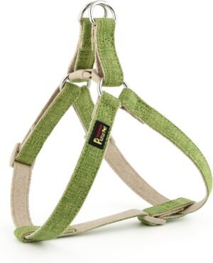 Plutus Pet Cotton Hemp Step In Dog Harness, Sustainable, Lightweight and Escape-Proof, Easy Walk Dog Harness for Puppy Small Medium and Large Dogs, Green, XS