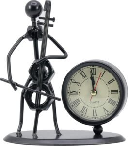 XUBX Vintage Style Metal Desk Clock, Classic Retro Table Clock, Creative Modern Iron Art Instrument Black Quartz Clock, Shelf Clock Decorative Desk Clock for Home Office Desk Decoration