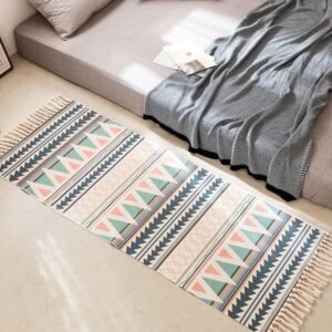 Vintage Runner Rug 60x130cm, Hallway Runner with Tassel, Cotton Area Rugs Carpet Runner Non Slip, Hallway Rugs for for Home Kitchen Living Room Bedroom Laundry Entryway Decor
