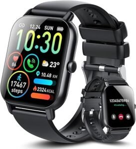 Smart Fitness Watch for Men Women(Answer/Make Calls), 1.85" HD Touch Screen with Sleep Heart Rate Monitor, 112 Sports Modes, IP68 Waterproof Activity Trackers Compatible with Android IOS