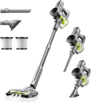kalado Cordless Vacuum Cleaner, 26KPA/250W Hoover Cordless, 40 Minute Run Time Battery, Lightweight and Quiet LED Screen Self-standing Vacuum Cleaner with LED Floor Lights With Hardwood Floor, Carpet