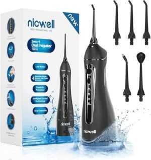 Water Dental Flossers for Teeth Cordless - Nicwell Oral Irrigator Dental, DIY Modes Electric Tooth Flosser with 5 Jet Tips, IPX7 Waterproof Powerful Battery Life USB Recharged Use for Travel