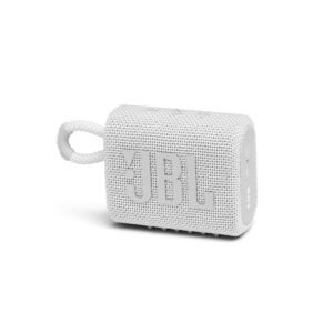 JBL Go 3 Portable Waterproof Speaker with JBL Pro Sound, Powerful Audio, Punchy Bass, Ultra-Compact Size, Dustproof, Wireless Bluetooth Streaming, 5 Hours of Playtime - White, JBLGO3WHT