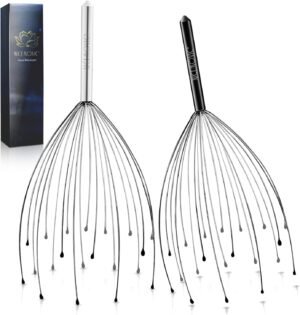 20 Fingers Head Massager Scalp Scratcher, Handheld Portable Tingler Massage for Deep Relaxation, Hair Stimulation and Body Stress Relax (2 Pack, Random Colors)