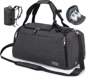 Sports Duffle Bag with Shoes Compartment and Wet Pocket, 42L Waterproof Gym Bag for Men and Women, Durable Travel Duffel Bag with Shoulder Strap and Combination Lock