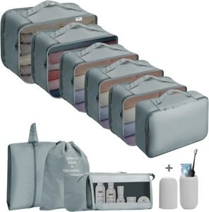 Jsdoin Packing Cubes for Suitcase,11 PCS Travel Luggage Packing Cubes for Backpack, Waterproof Travel Essentials Suitcase Organiser Bags, Travel Accessories (Grey)