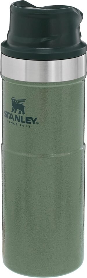 Stanley Trigger Action Travel Mug 0.47L - Keeps Hot for 7 Hours - BPA-free - Thermal Mug for Hot Drinks - Leakproof Reusable Coffee Cup - Dishwasher Safe - Hammertone Green
