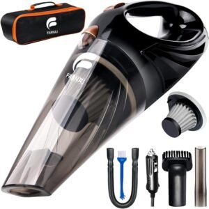 FARNAJ Car Vacuum Cleaner - Portable, Mini, high Power, Handheld Vacuum - Strong Suction, Multiple Attachment Accessories - 12V, 16ft Cord - Car Cleaning Kit With Carry Bag
