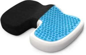 bonmedico Gel Seat Cushion - Non-Slip, Memory Foam, Orthopaedic Chair Cushions for Coccyx Pressure Relief & Back Support - Car Seat Cushion for Office Chair and Driving - Gifts for Women and Men