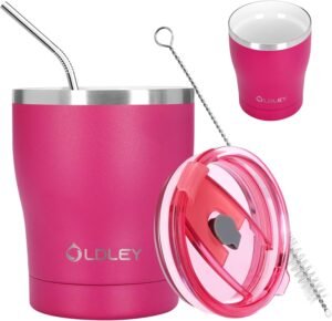 OLDLEY 380ml/13oz Insulated Coffee Cup with Lid & Straw, Reusable Travel Coffee Mugs for Hot Cold Drinks Double Wall Thermal Stainless Steel Cups for Home Office Camping BPA Free