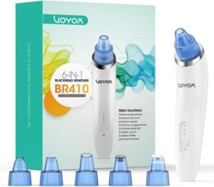 VOYOR Blackhead Remover Vacuum Suction Facial Pore Cleaner Electric Acne Comedone Extractor Kit with 6 Microcrystalline Head for Women and Men Black Heads Extraction BR410