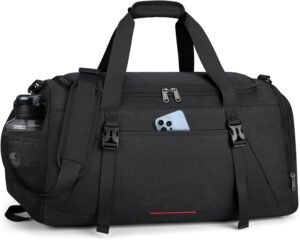 Gym Sports Bag for Men Large 40L Travel Duffel with Wet Pocket Shoe Compartment Water Resistant Holdall Weekend Overnight Bag Black