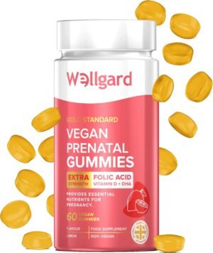 Wellgard Vegan Prenatal Gummies - Pregnancy Vitamin Gummies for Women, DHA, Folic Acid, Vitamin D3, UK Formulated