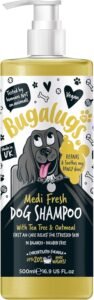 BUGALUGS Dog Shampoo for Itchy Skin Antibacterial And Antifungal Natural Medicated Safe Sensitive Formula - Fast Absorbing Skin Cooling First Aid relief For Cuts Grazes Skin Irritation