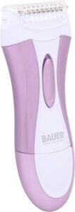 Bauer Professional 38730 Soft and Smooth Lady Shaver / Painless Hair Removal / Arms, Legs and Bikini Trimmer / Battery Operated / Wet and Dry Shave / Bikini Trimmer Attachment / Stainless Steel Blades