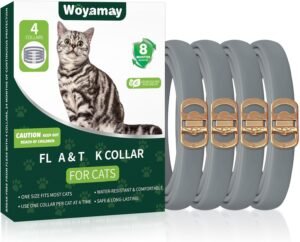 Cat Collars, 4 Pack Adjustable Collar for Cats Kittens, Soft Comfortable Waterproof Collar with 32 Months Protection for Small Medium Large Cats, Grey(48cm)